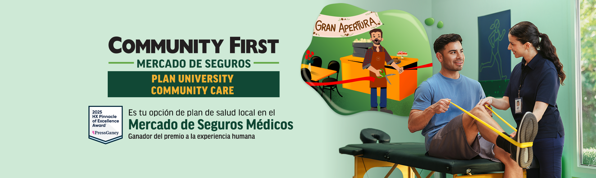 woman smiling with text listed in Spanish to the right