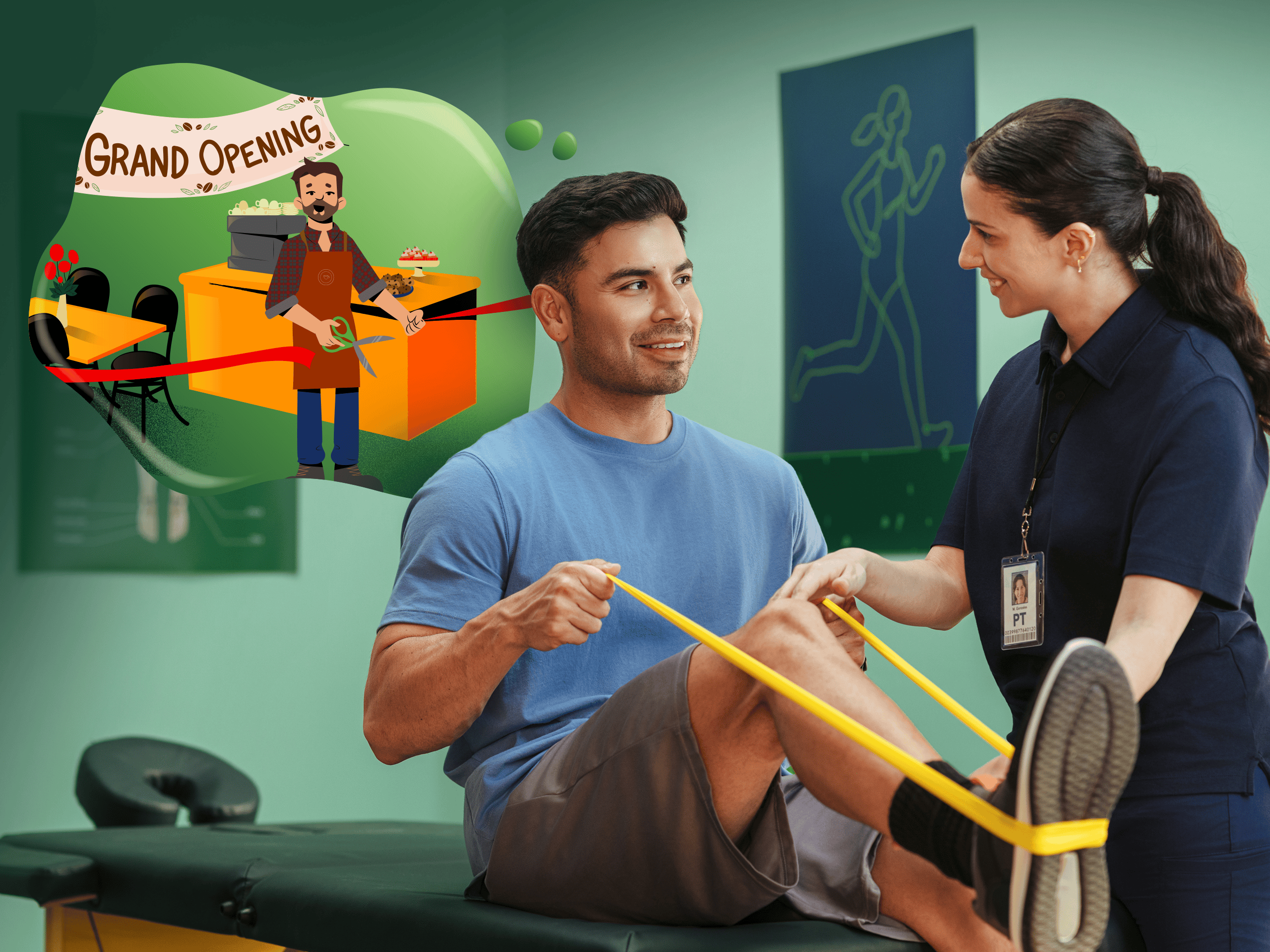 A hispanic man doing physical therapy